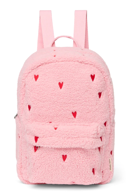 Teddy Midi Backpack | Light Pink Hearts