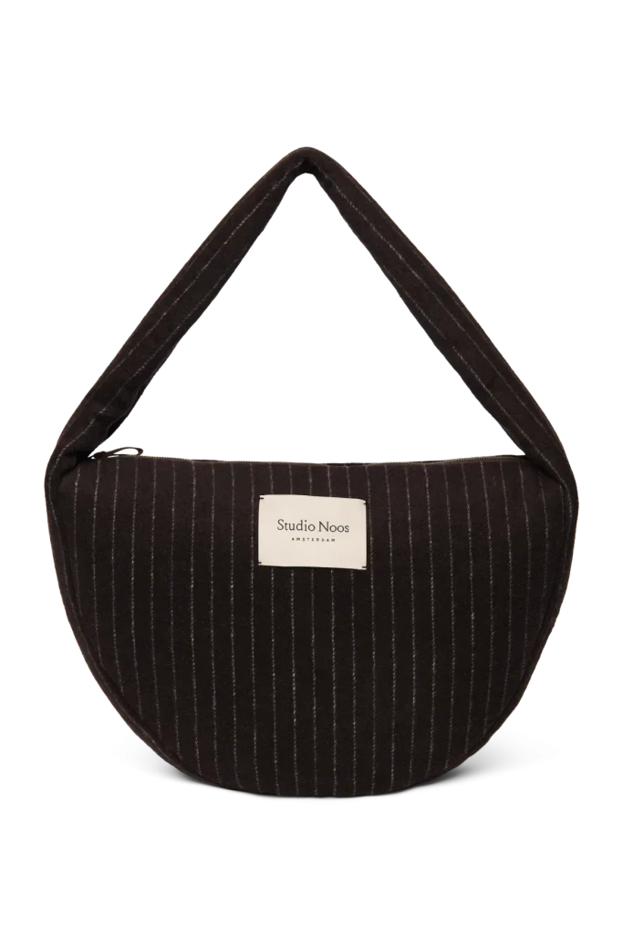 Flannel Chalkstripe Cross Body Bag | Brown