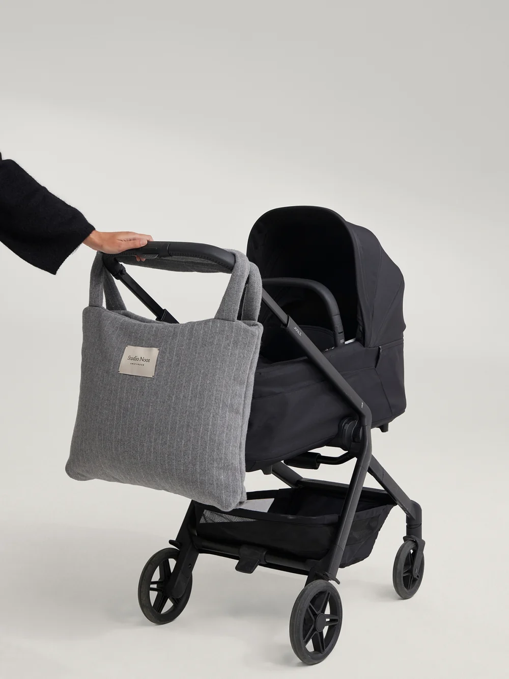 Flannel Chalkstripe Mom Bag | Light Grey