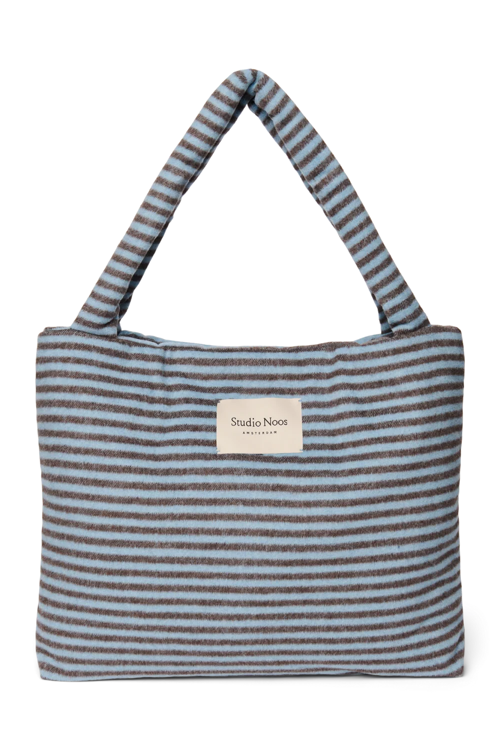 Stripy Wool Mom Bag | Light Blue / Brown