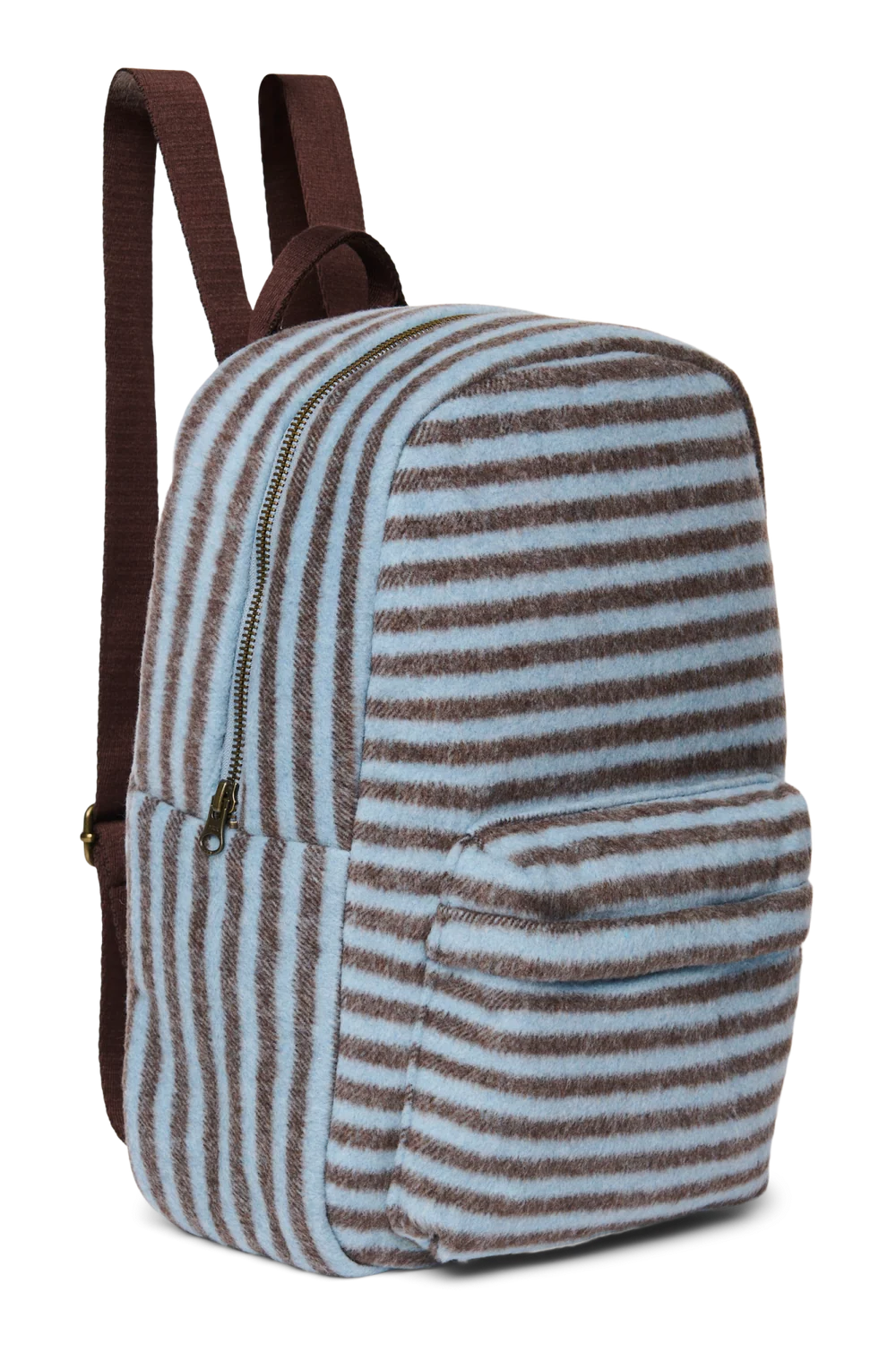 Stripy Wool Midi Backpack | Light Blue / Brown