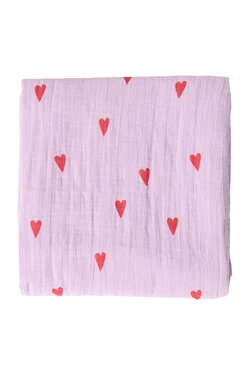 Swaddle Print Large | Purple Hearts