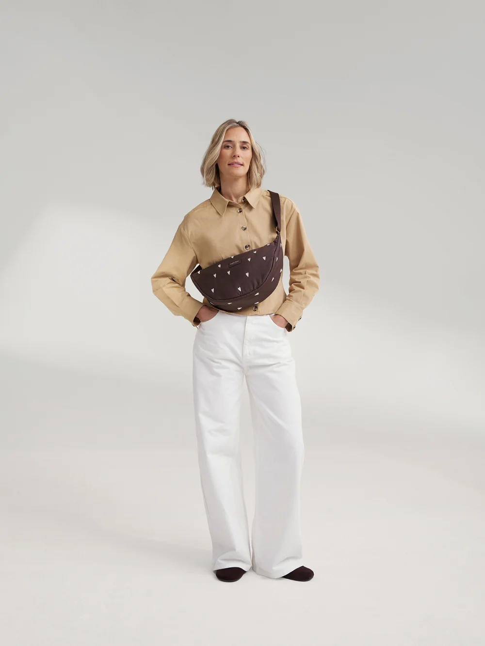 Puffy Adult Fanny Pack | Brown Hearts