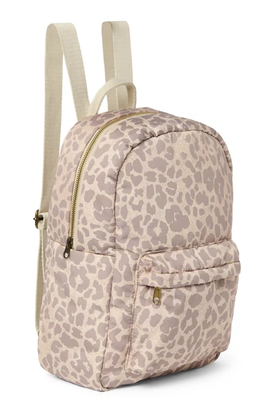 Puffy Midi Backpack | Beige Leopard