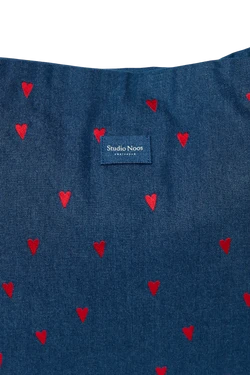 Denim Mom Bag | Dark Blue Red Hearts