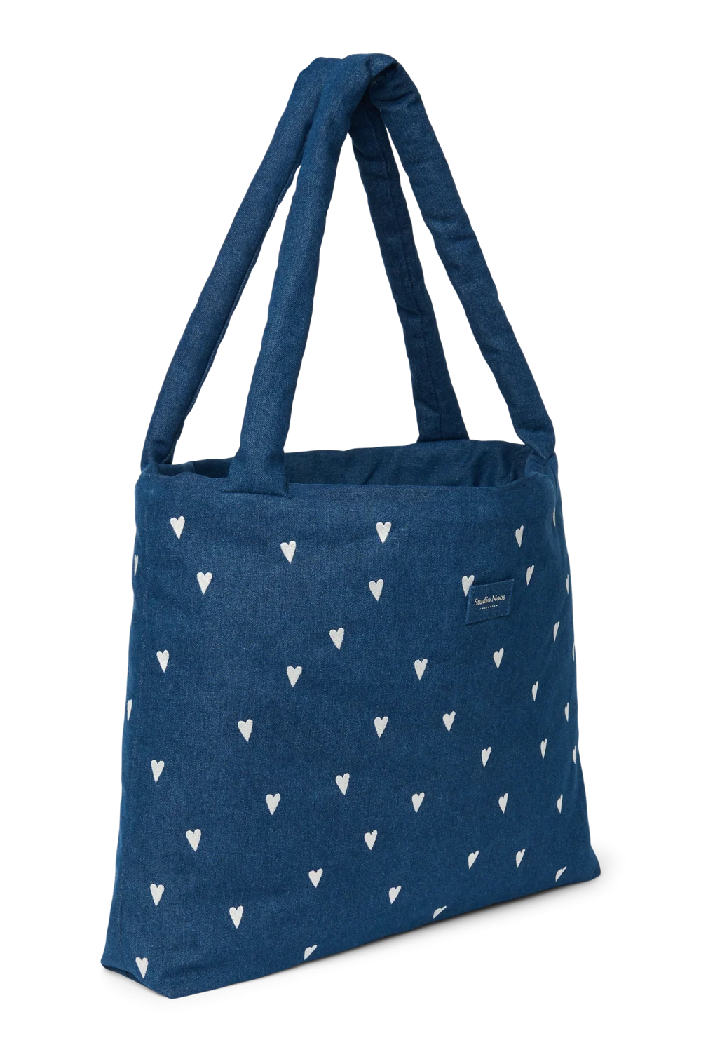 Denim Mom Bag | Dark Blue White Hearts