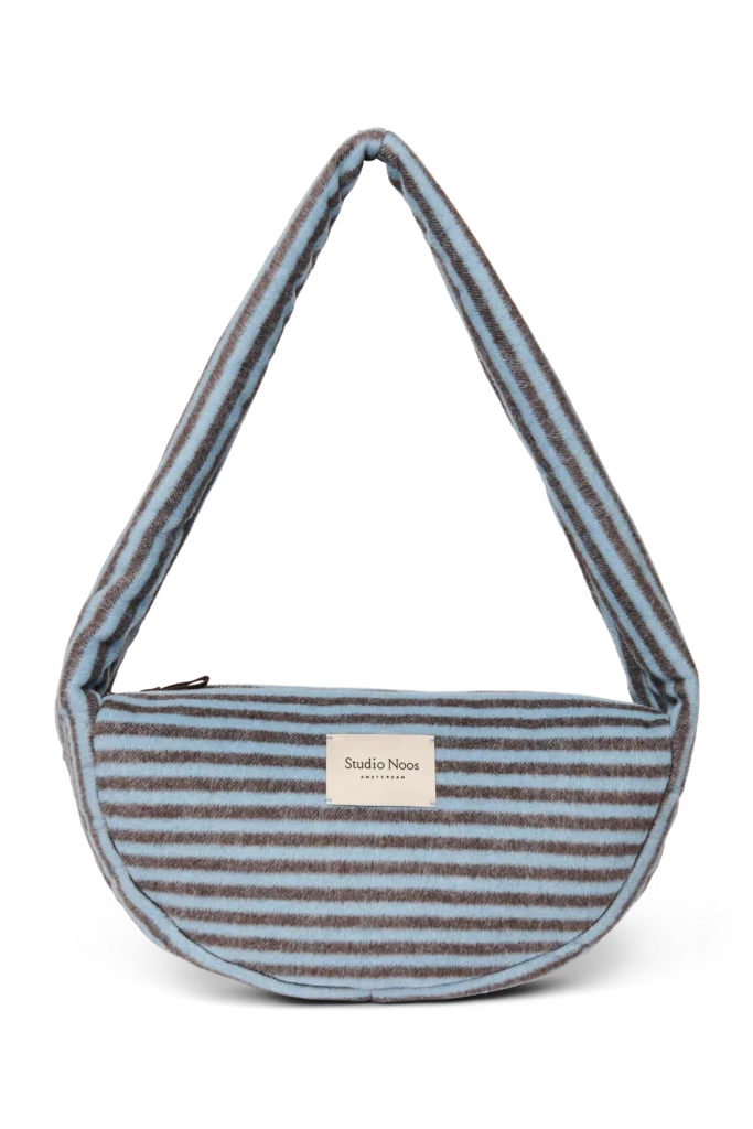 Stripy Wool Mini Cross Body Bag | Light Blue / Brown