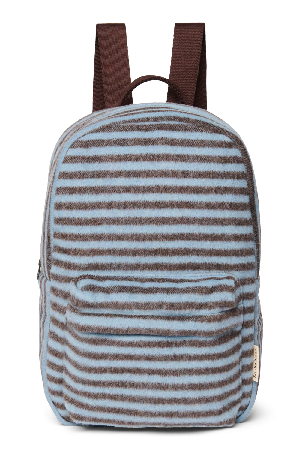 Stripy Wool Midi Backpack | Light Blue / Brown