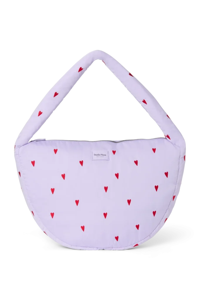 Puffy Cross Body Bag | Purple Hearts