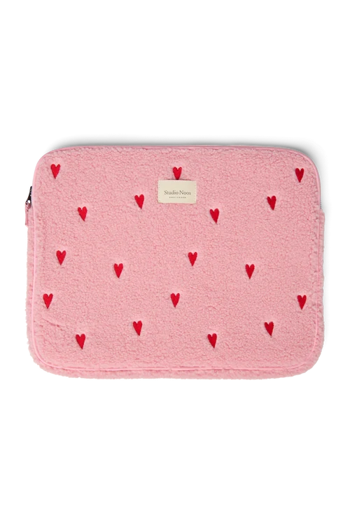Teddy Laptop Sleeve 15 Inch | Light Pink Hearts