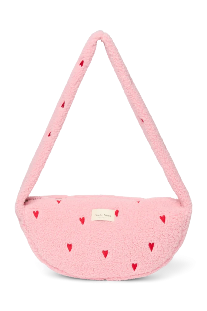 Teddy Mini Cross Body Bag | Light Pink Hearts