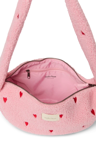 Teddy Mini Cross Body Bag | Light Pink Hearts