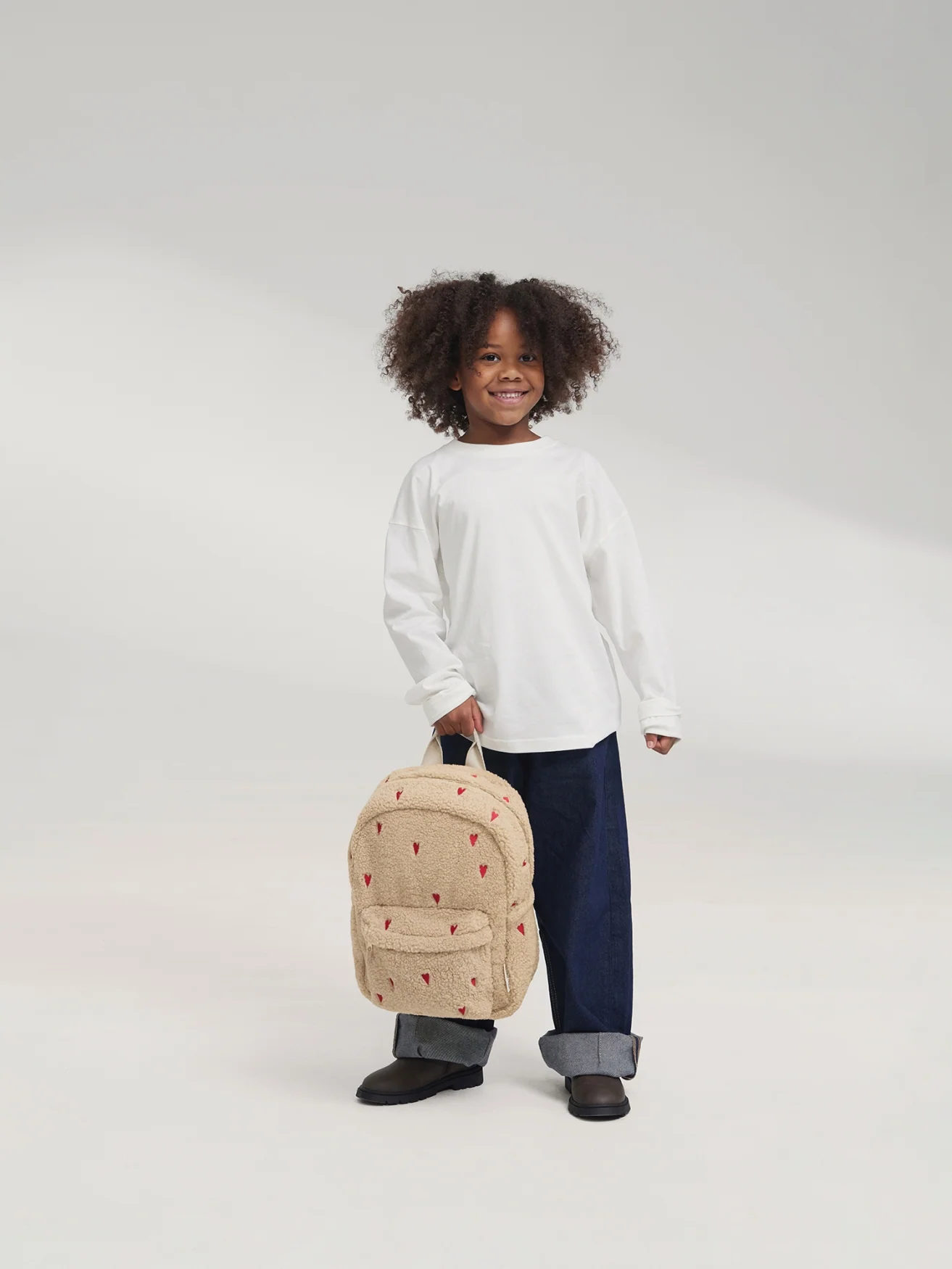 Teddy Midi Backpack | Ecru Hearts