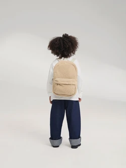 Teddy Midi Backpack Front Pocket | Ecru