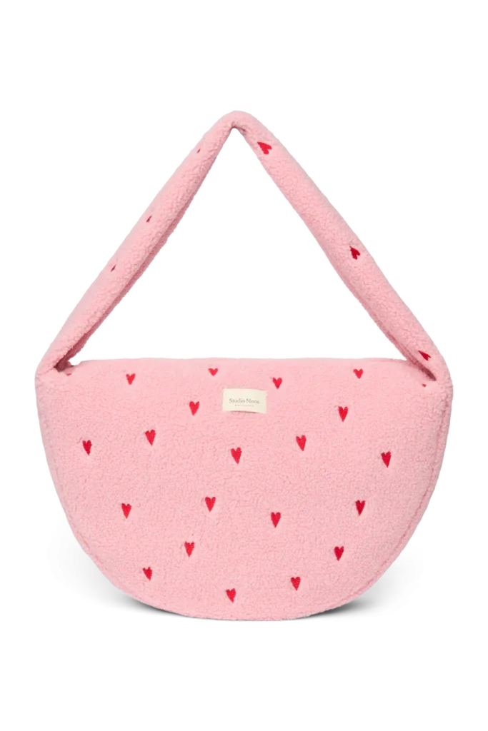 Teddy Cross Body Bag | Light Pink Hearts