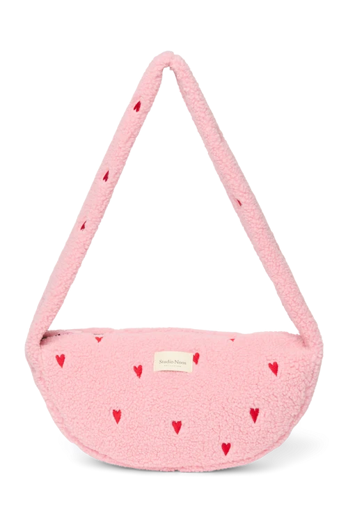 Teddy Mini Cross Body Bag | Light Pink Hearts