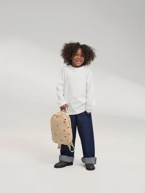 Teddy Mini Backpack | Ecru Hearts