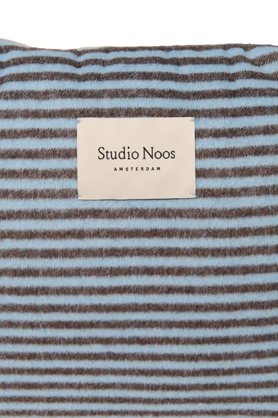 Stripy Wool Diaper Bag | Light Blue / Brown