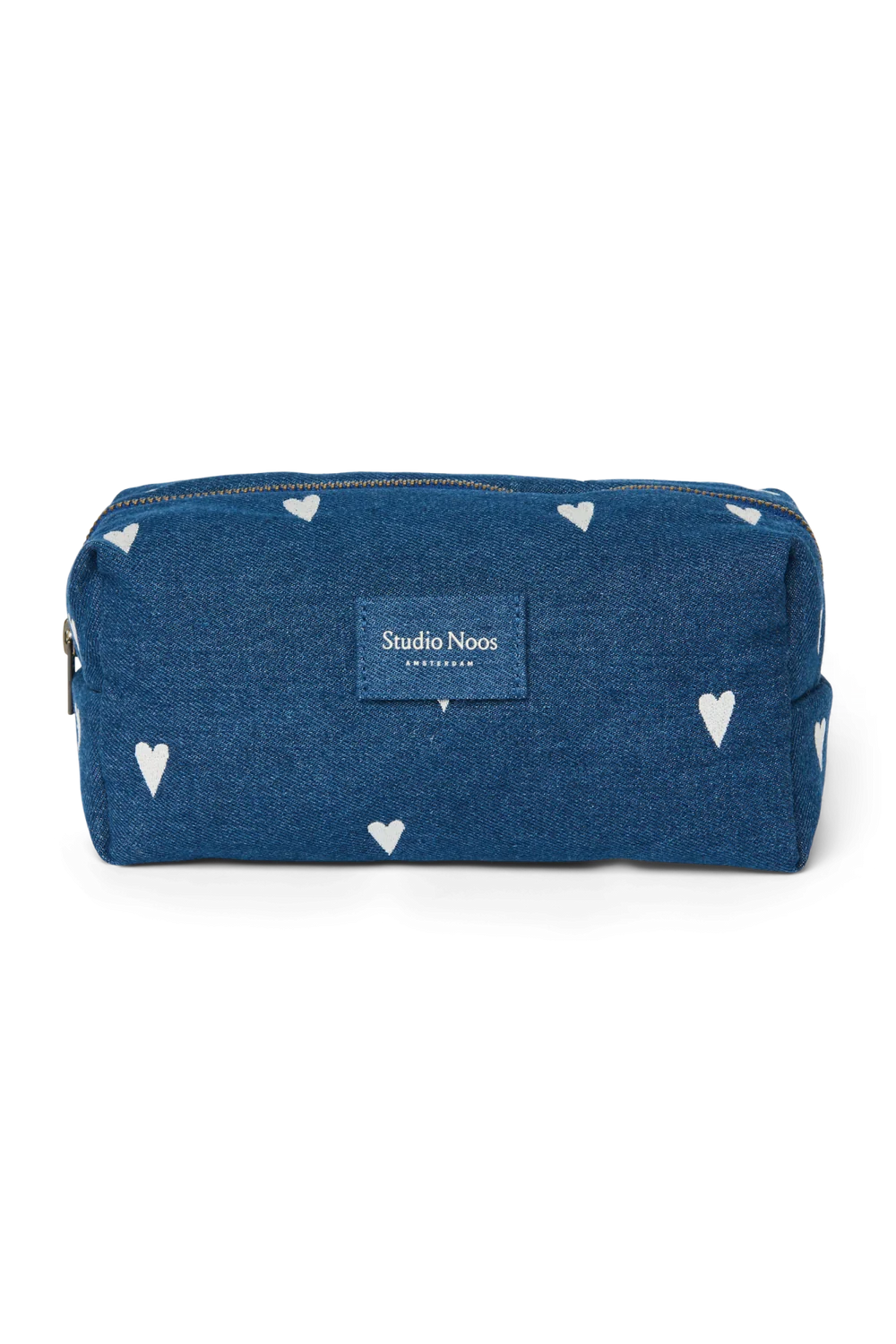 Denim Pouch | Dark Blue White Hearts