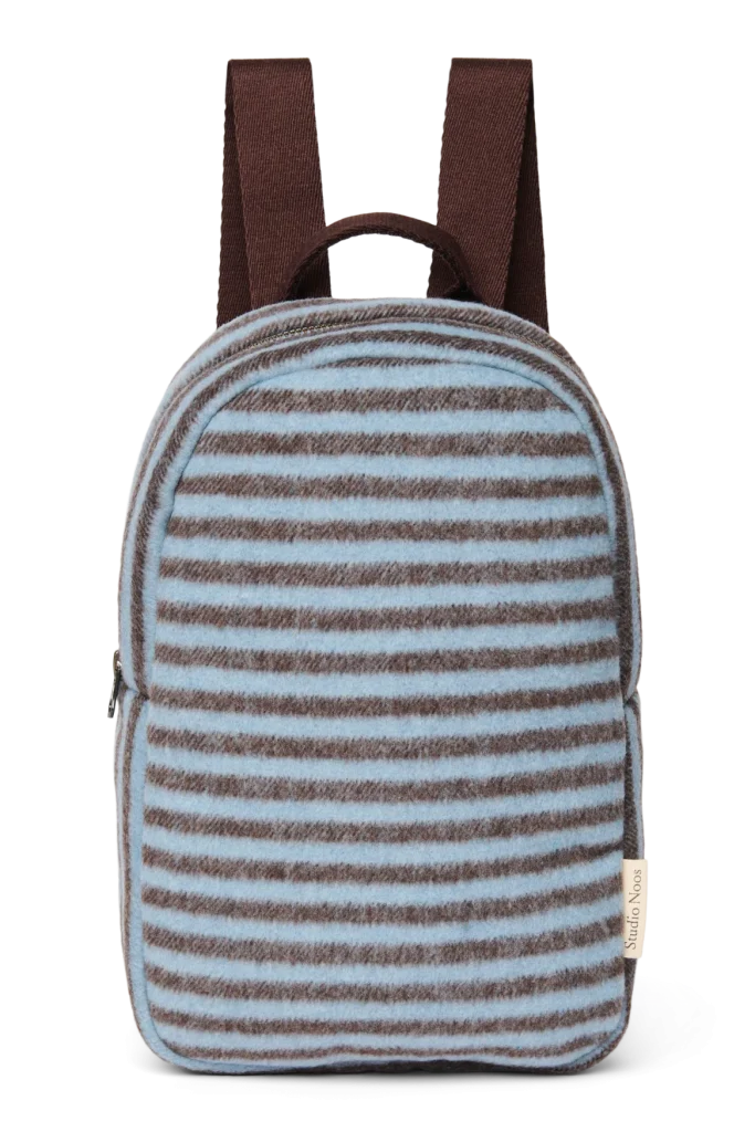 Stripy Wool Mini Backpack | Light Blue / Brown
