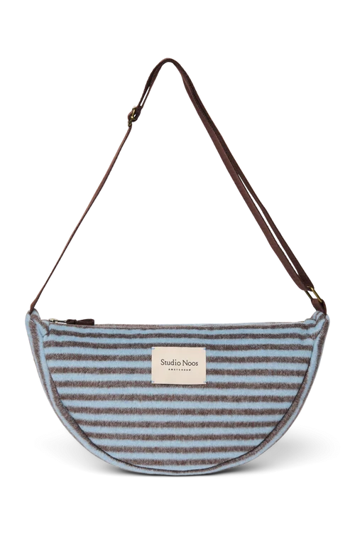Stripy Wool Adult Fanny Pack | Light Blue / Brown