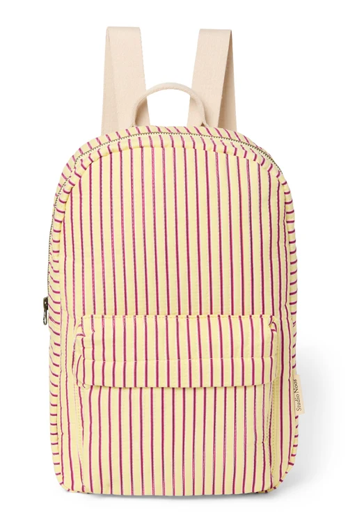 Poplin Striped Midi Backpack | Butter Yellow