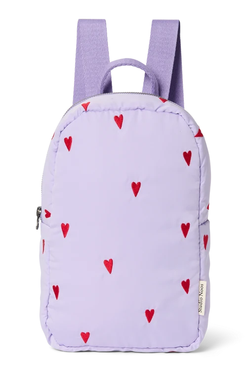Puffy Mini Backpack | Purple Hearts