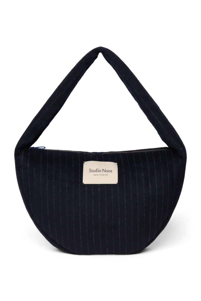 Flannel Chalkstripe Cross Body Bag | Dark Blue