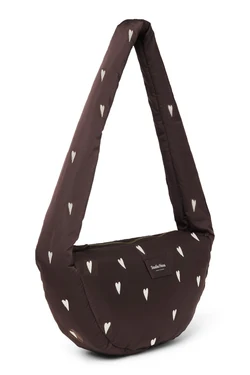 Puffy Mini Cross Body Bag | Brown Hearts
