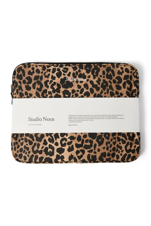 Cotton Laptop Sleeve 15 Inch | Brown Leopard