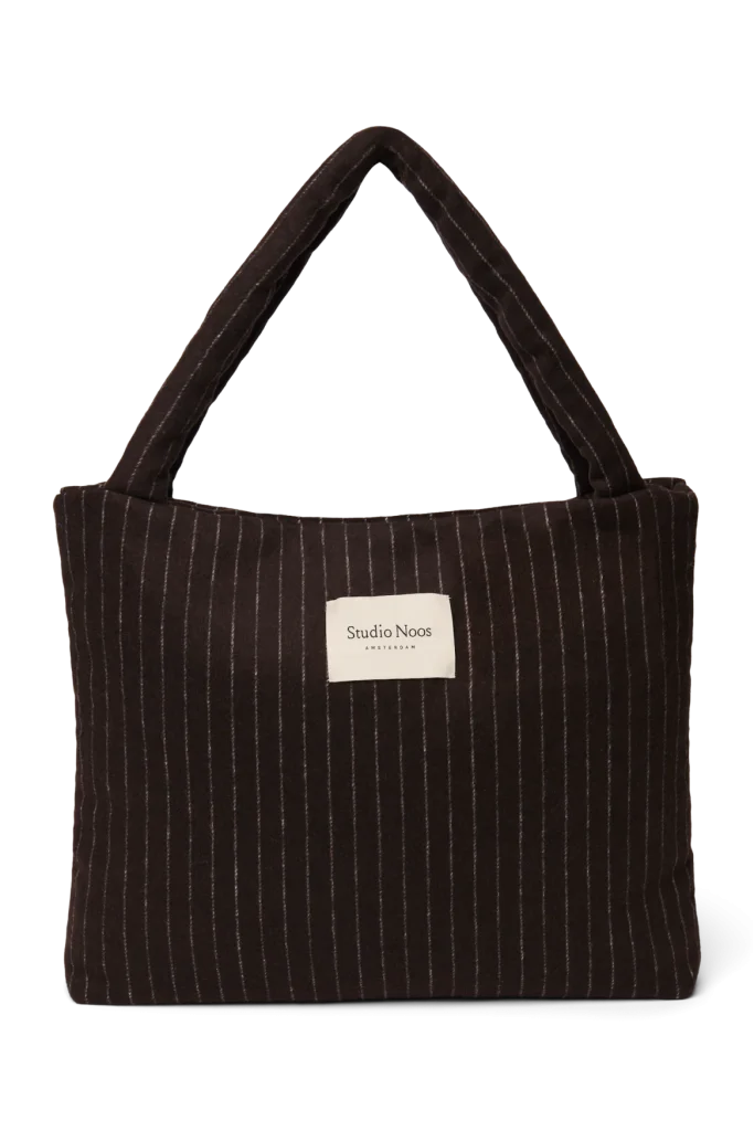 Flannel Chalkstripe Mom Bag | Brown