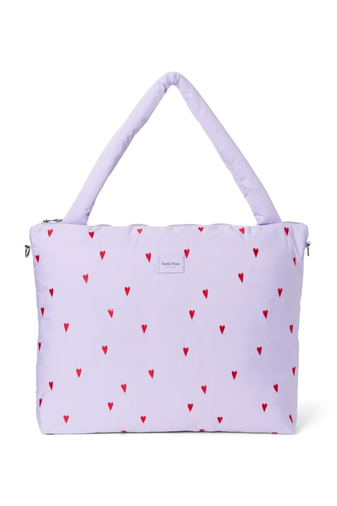 Puffy Diaper Bag | Purple Hearts