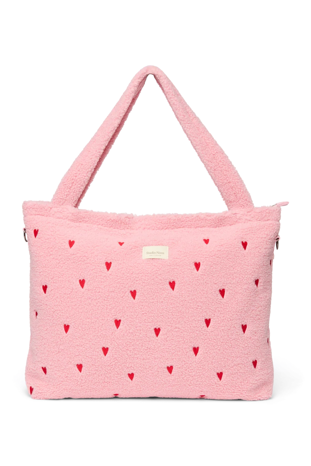 Teddy Diaper Bag | Light Pink Hearts