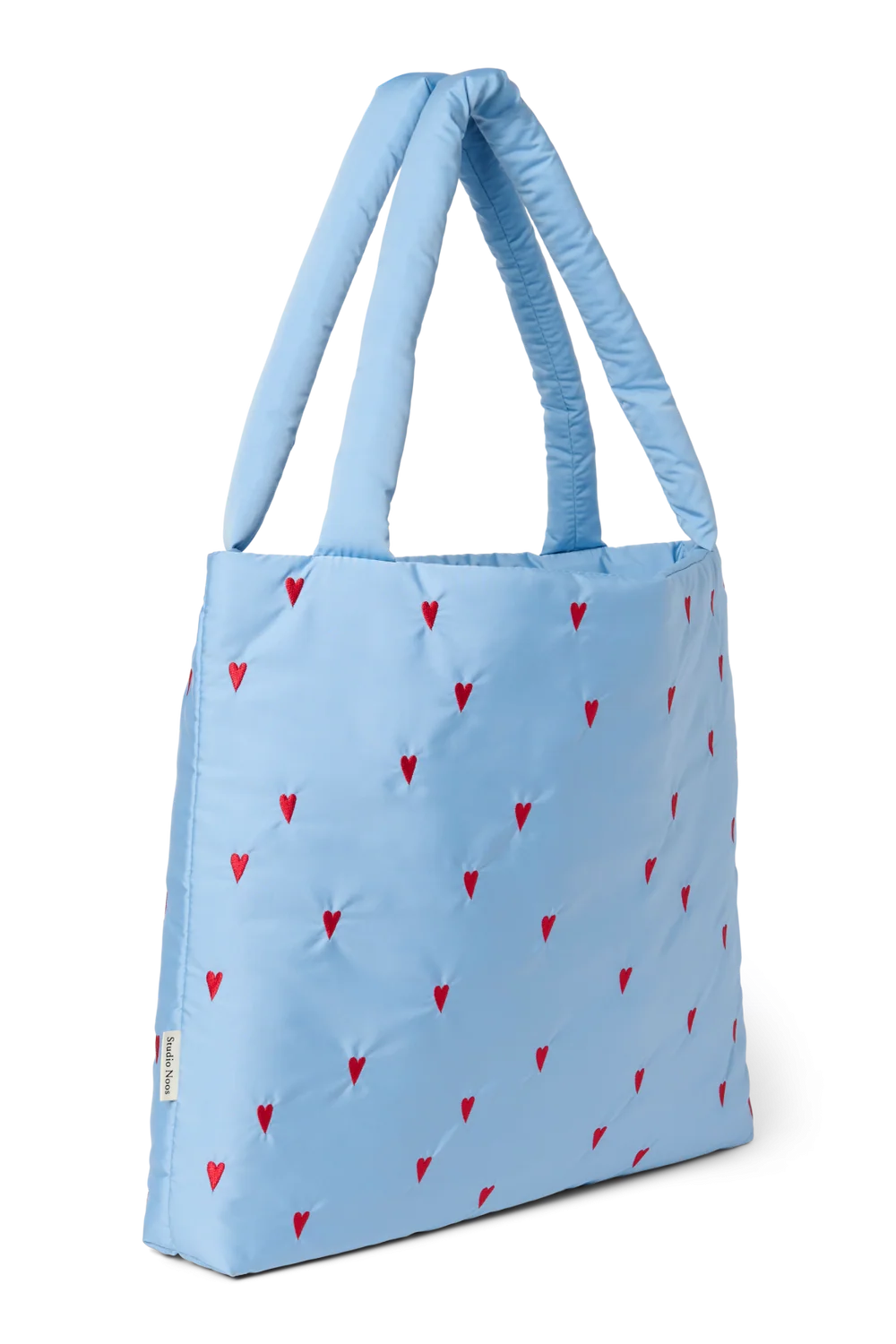 Puffy Mom Bag | Light Blue Hearts