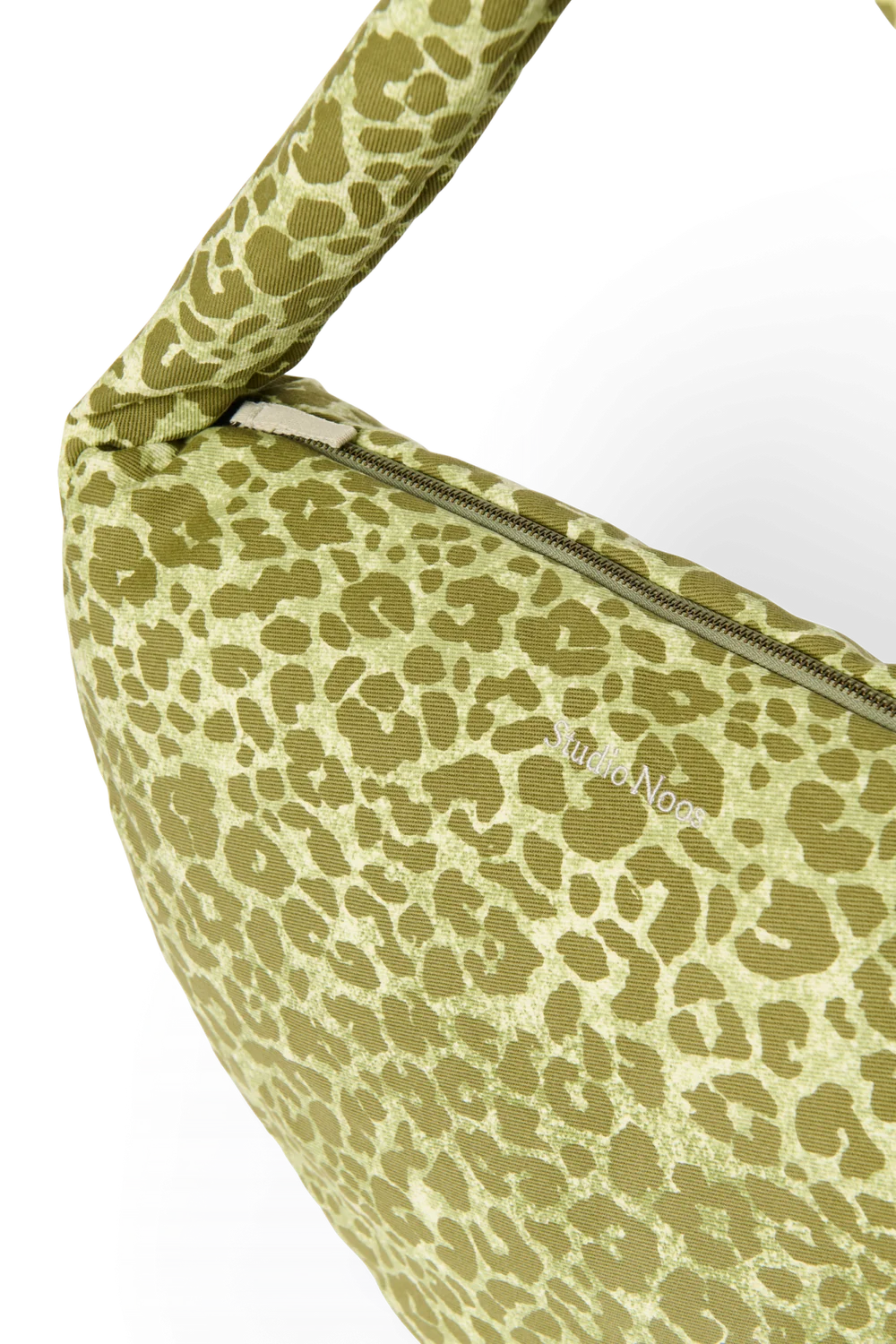Cotton Cross Body Bag | Green Leopard