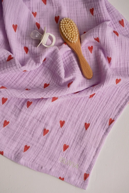 Swaddle Print Medium | Purple Hearts