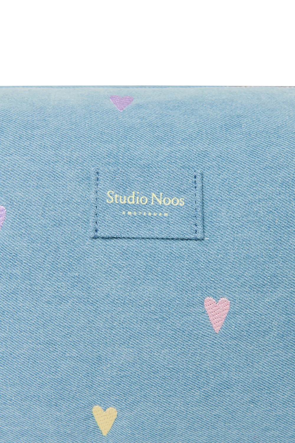 Denim Toiletry Bag | Light Blue Hearts