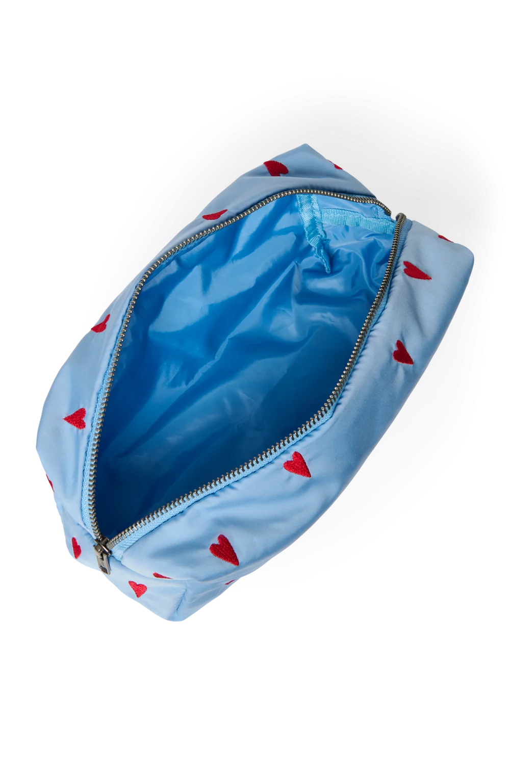 Puffy Pouch | Light Blue Hearts