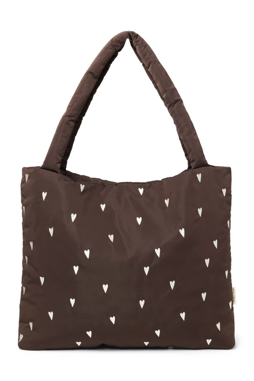 Puffy Mom Bag | Brown Hearts