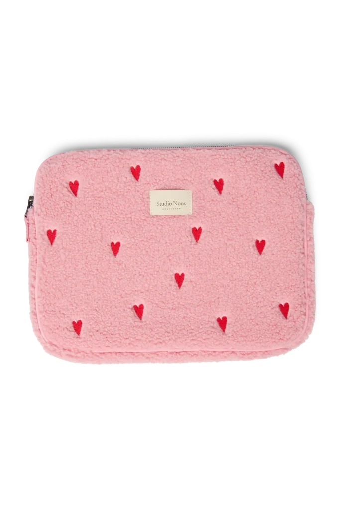Teddy Laptop Sleeve 13 Inch | Light Pink Hearts