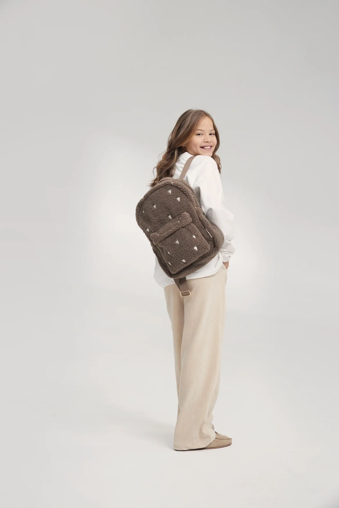 Teddy Midi Backpack | Brown Hearts