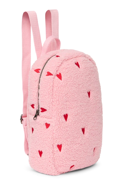 Teddy Mini Backpack | Light Pink Hearts