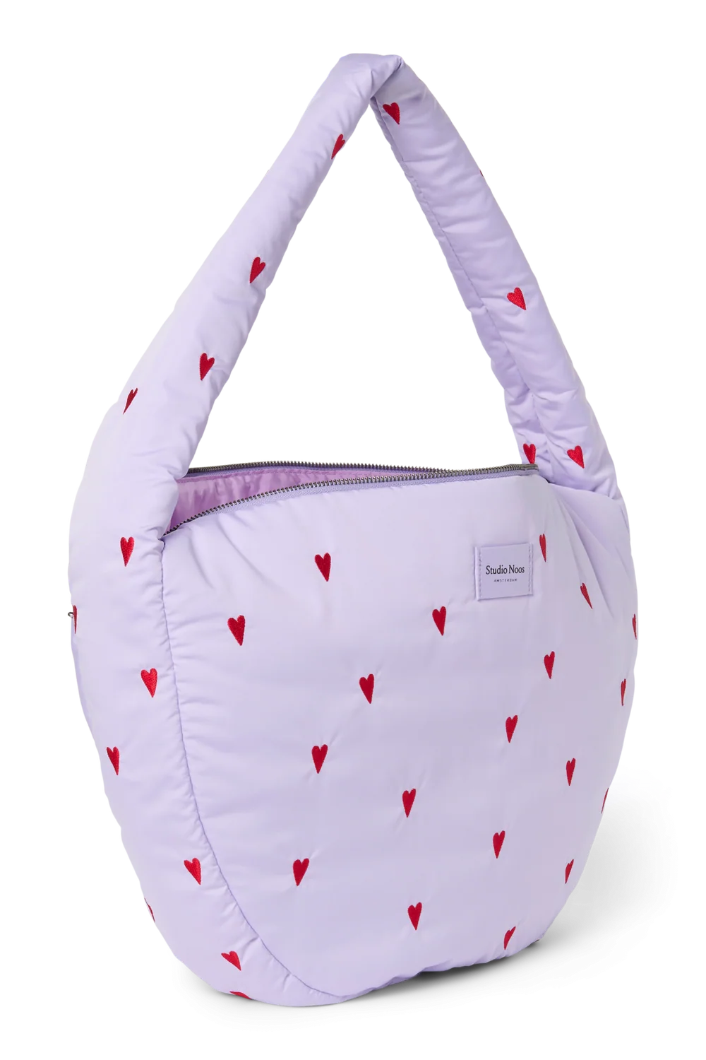 Puffy Cross Body Bag | Purple Hearts