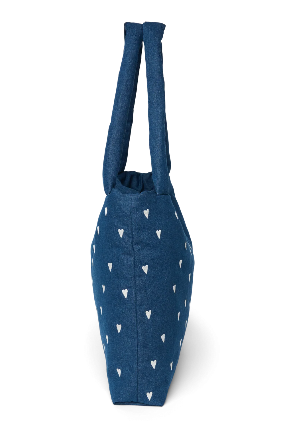 Denim Mom Bag | Dark Blue White Hearts