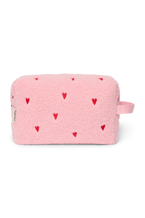 Teddy Toiletry Bag | Light Pink Hearts