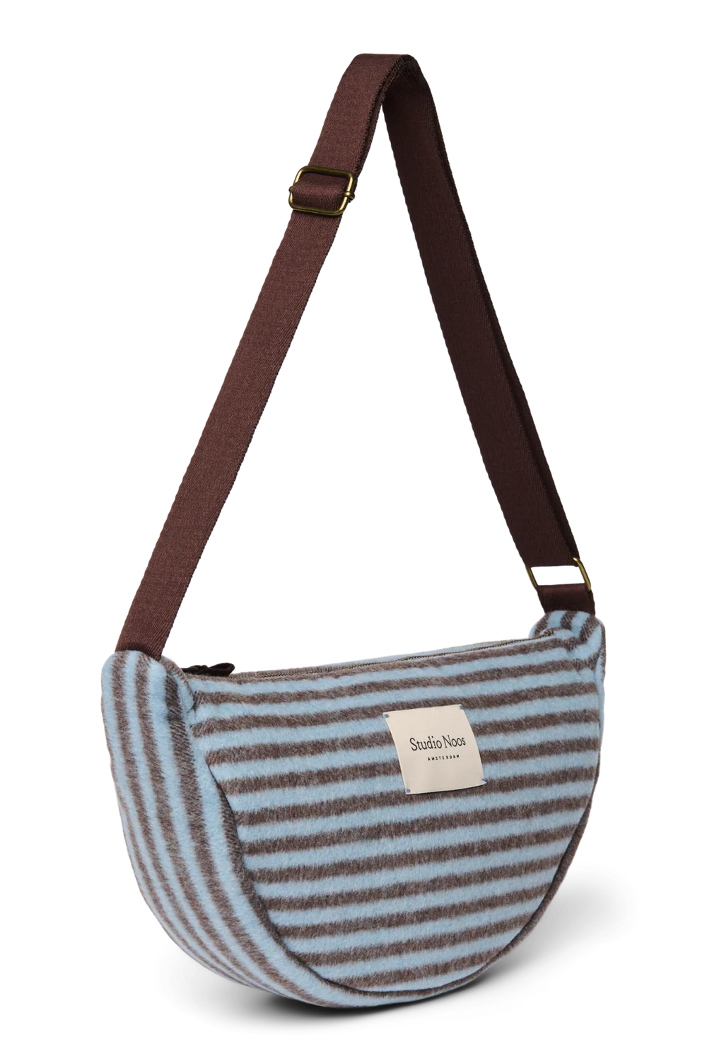 Stripy Wool Adult Fanny Pack | Light Blue / Brown