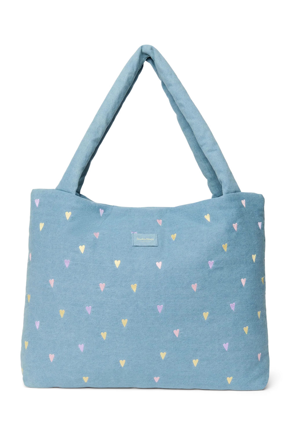 Denim Mom Bag | Light Blue Hearts