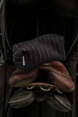 Flannel Chalkstripe Pouch | Brown