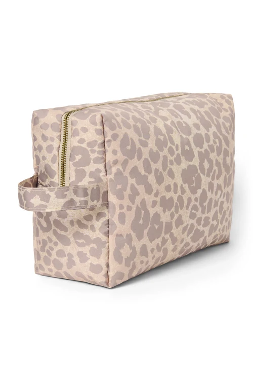 Puffy Toiletry Bag | Beige Leopard