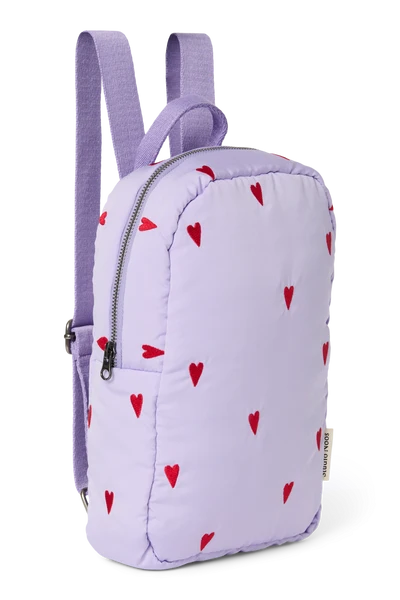 Puffy Mini Backpack | Purple Hearts